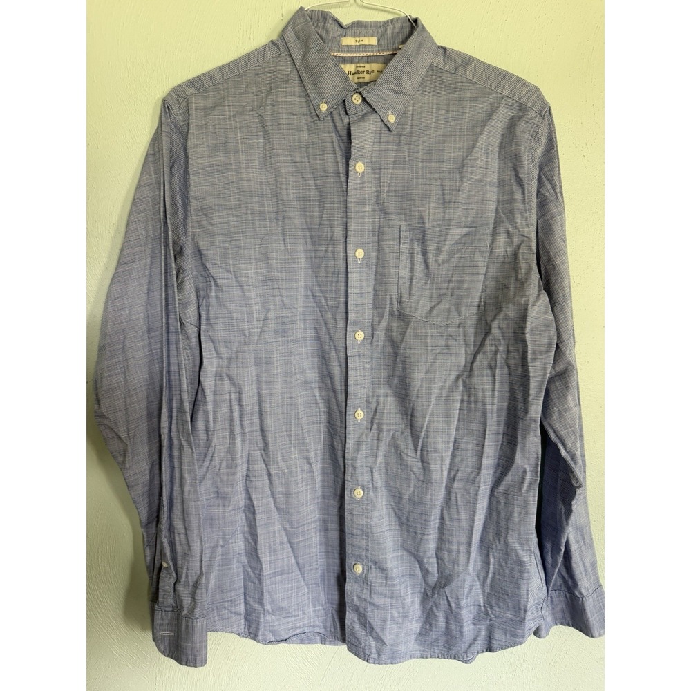 Hawker Rye patterned long-sleeve button-down collared shirt stretch slim L Tall